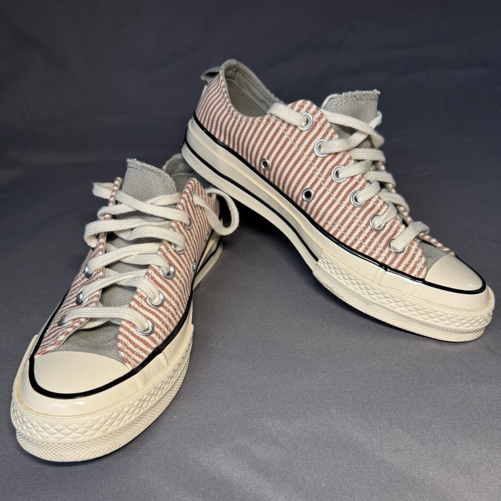 Converse Red and White Striped Sneakers